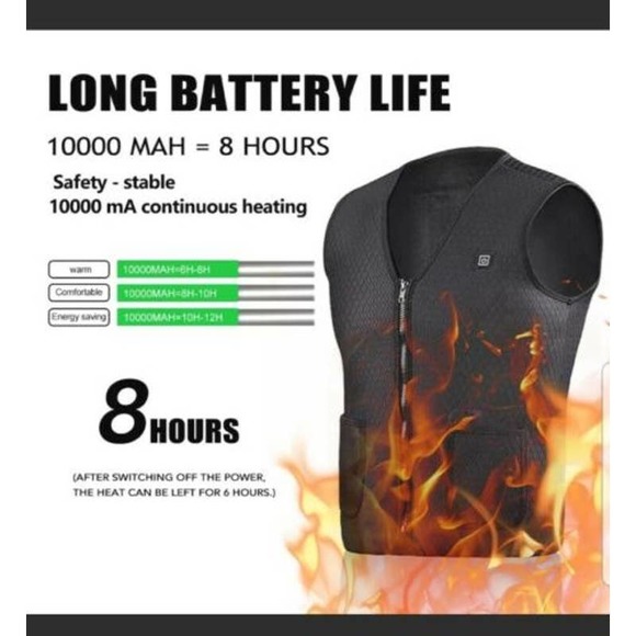 Heated Vest Warm Smart Electric USB Jacket Men Women Heating Thermal Medium - Picture 6 of 11